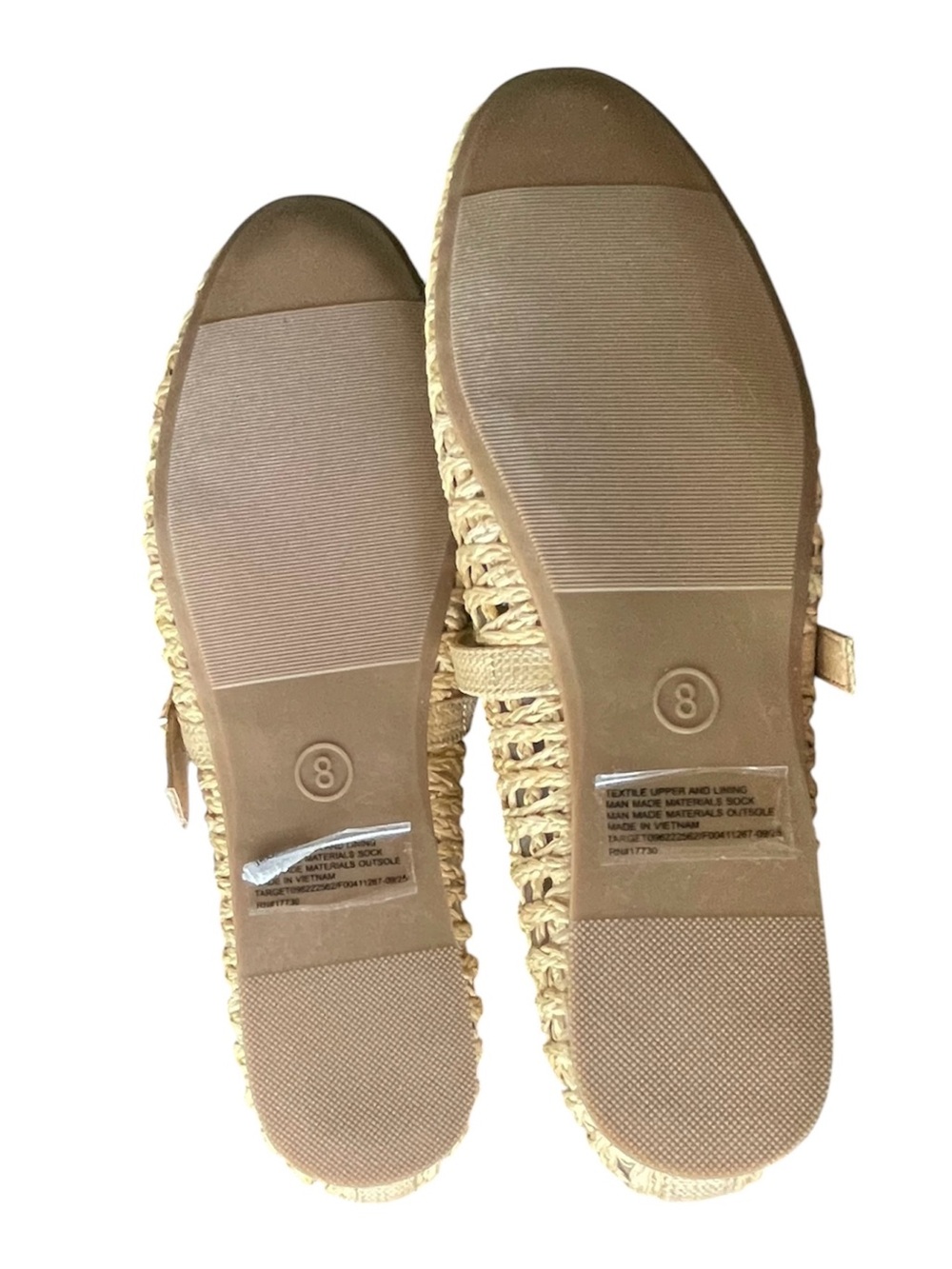 A New Day Myla Woven Raffia Mary Jane Flats Size 8 Beige Memory Foam Coastal - Picture 3 of 5